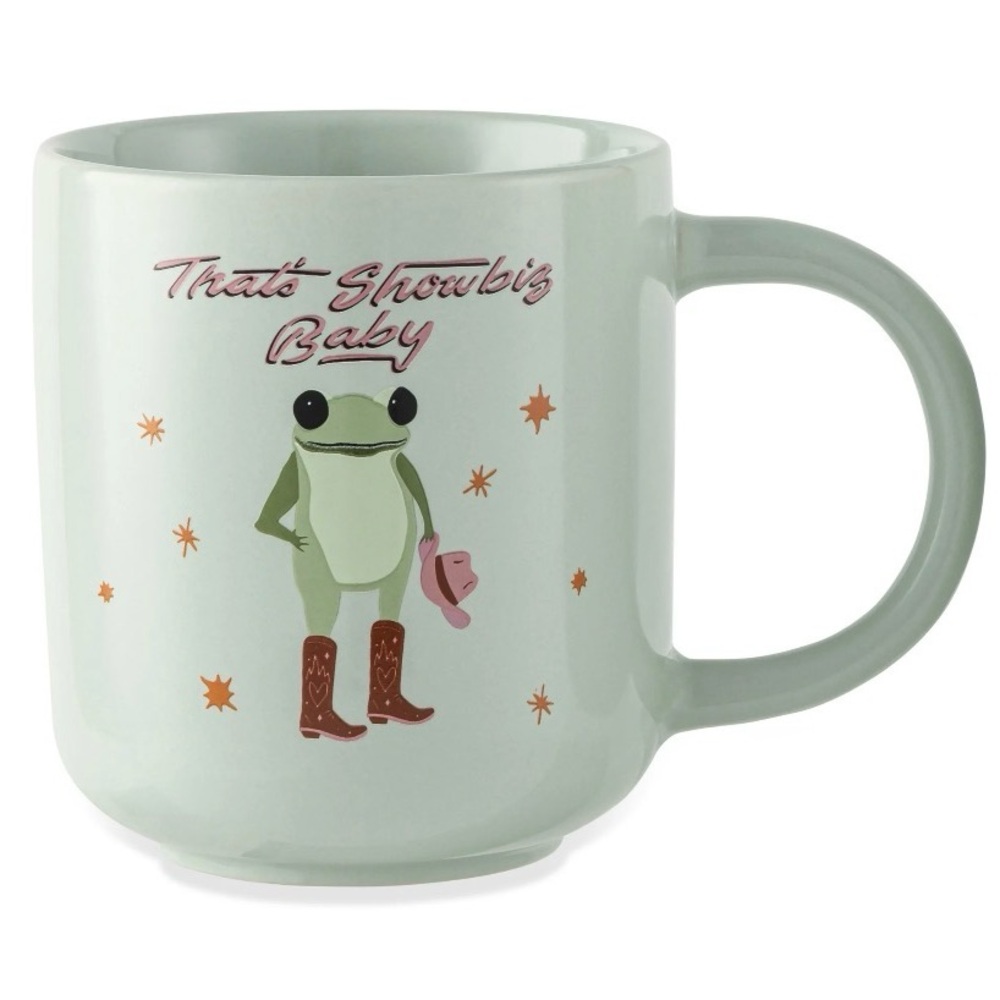 NWT Thyme & Table 16.2 fl oz That's Showbiz Baby Frog in Boots Stoneware Mug